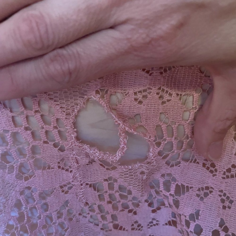 Vintage Pink Lace Polyester Housedress. 1960s 197… - image 5